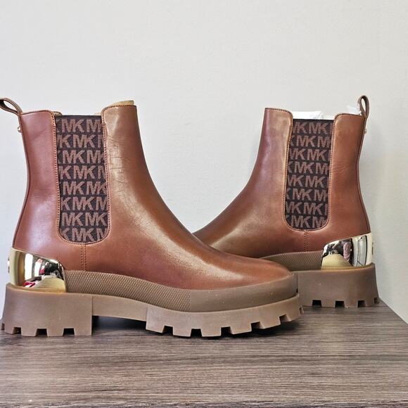 Michael Kors Women's Rowan Leather Bootie Size 8 Luggage NWT - Picture 2 of 8